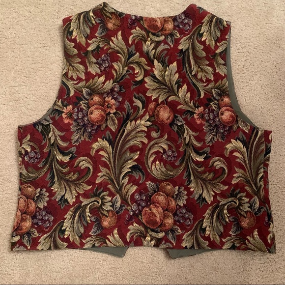 Vintage Orvis Fruit Motif Embroidered Button Vest Waistcoat - Picture 6 of 6
